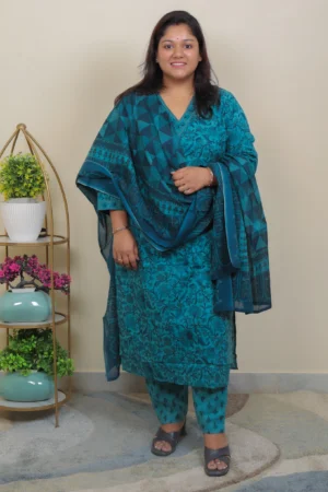 Teal blue 3 piece salwar suit