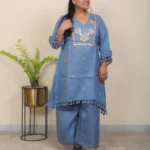 Blue coloured linen based co-ord set