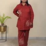 Wine Rose Embroidered Co-ord Set