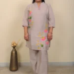 Two-piece beige tone hand painted co-ord set